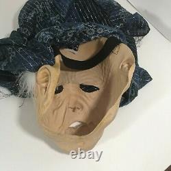 RARE Vintage 1984 Be Something Studio Halloween Mask Old Woman Scarf Wrinkles