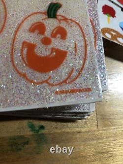 RARE Vintage 1986 Gibson Greetings Halloween Opal Glitter Pumpkin Stickers