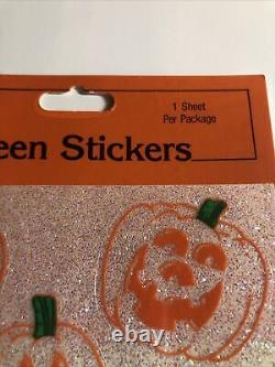 RARE Vintage 1986 Gibson Greetings Halloween Opal Glitter Pumpkin Stickers