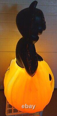 RARE Vintage 34 Carolina Enterprise Black Cat on Pumpkin Halloween Blow Mold