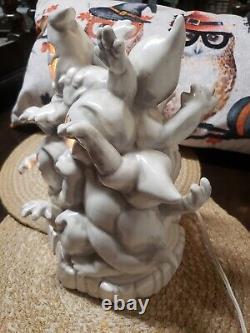 RARE Vintage Ceramic Ghost Huddle Party Halloween Light Up Pile Of Ghosts & Base