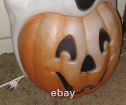 RARE Vintage Empire Halloween Totem Pumpkin Ghost Cat Skull 32 Lighted Blowmold
