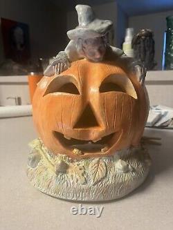 RARE Vintage Halloween Ceramic Pumpkin Decoration