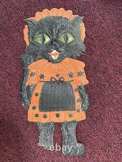 RARE Vintage Halloween Die-cut Cat withdress