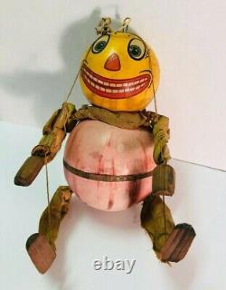 RARE Vintage Halloween PUPPET MECHANICAL JOL 1920s Litho Paper Wood Cloth HTF