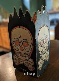 RARE Vintage Halloween Paper Table Top Lantern Skull Crossbones (No Stand) RS9