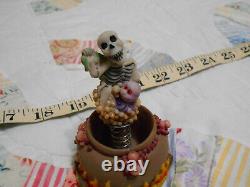 RARE Vintage Halloween Skeleton in Witches Cauldron Wobble Spring Decoration