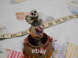 RARE Vintage Halloween Skeleton in Witches Cauldron Wobble Spring Decoration