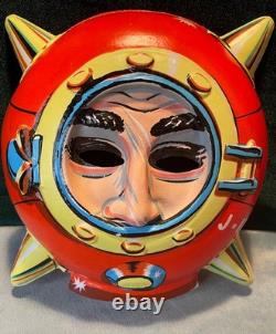 RARE! Vintage Halloween Spiked Helmet Face Mask AMAZING CONDITION