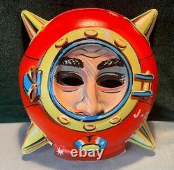 RARE! Vintage Halloween Spiked Helmet Face Mask AMAZING CONDITION