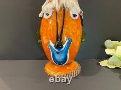 RARE Vintage Italian Murano Halloween Orange Clown Decanter with 2 Glasses