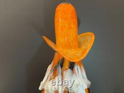 RARE Vintage Italian Murano Halloween Orange Clown Decanter with 2 Glasses