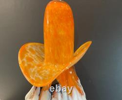 RARE Vintage Italian Murano Halloween Orange Clown Decanter with 2 Glasses