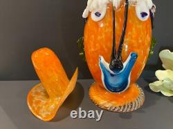 RARE Vintage Italian Murano Halloween Orange Clown Decanter with 2 Glasses