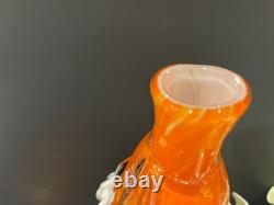 RARE Vintage Italian Murano Halloween Orange Clown Decanter with 2 Glasses