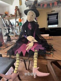 RARE Vintage Joe Spencer Gathered Traditions Shelf Sitter Halloween Witch 40