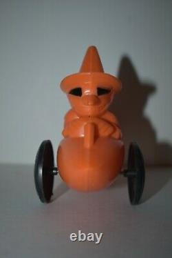 RARE Vintage Kokomold Plastic Halloween Witch on Rocket Toy Decoration
