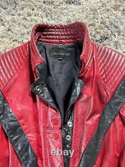 RARE? Vintage Michael Jackson THRILLER Biker Real Leather Jacket SZ 3/4