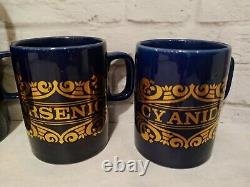 RARE Vintage Pick Your Poison Mugs Cobalt Blue Gold Belladonna Arsenic Halloween