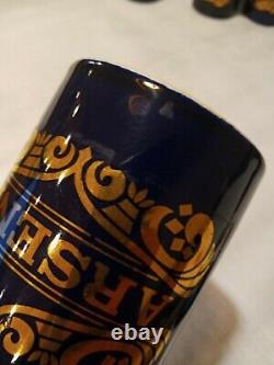 RARE Vintage Pick Your Poison Mugs Cobalt Blue Gold Belladonna Arsenic Halloween