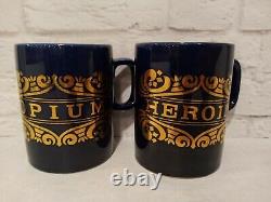 RARE Vintage Pick Your Poison Mugs Cobalt Blue Gold Belladonna Arsenic Halloween