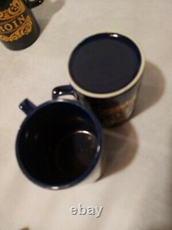 RARE Vintage Pick Your Poison Mugs Cobalt Blue Gold Belladonna Arsenic Halloween