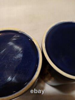 RARE Vintage Pick Your Poison Mugs Cobalt Blue Gold Belladonna Arsenic Halloween