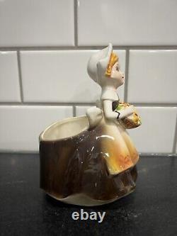 RARE Vintage Relpo Autumn PILGRIM Girl Thanksgiving Planter Cornucopia #5984