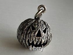 RARE Vintage Silver 800 CREEPY SCARY Pumpkin Pendant Charm Nightmares Guaranteed