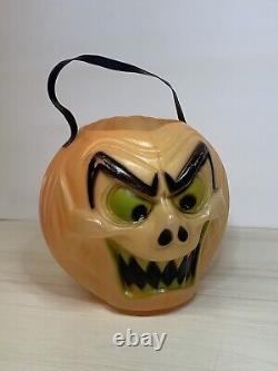 RARE Vtg 1960s TOPSTONE Halloween GHOUL Jack-O-Lantern Blow Mold JOL Candy Pail