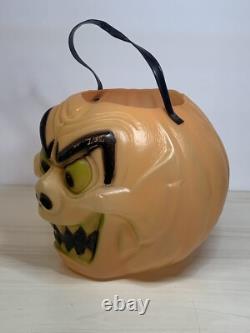 RARE Vtg 1960s TOPSTONE Halloween GHOUL Jack-O-Lantern Blow Mold JOL Candy Pail