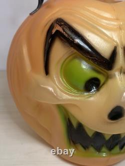 RARE Vtg 1960s TOPSTONE Halloween GHOUL Jack-O-Lantern Blow Mold JOL Candy Pail
