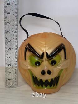 RARE Vtg 1960s TOPSTONE Halloween GHOUL Jack-O-Lantern Blow Mold JOL Candy Pail