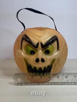 RARE Vtg 1960s TOPSTONE Halloween GHOUL Jack-O-Lantern Blow Mold JOL Candy Pail