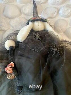 RARE! Vtg Folk Art 1997 Bunnies By The Bay Halloween Decor XL Witch Loretta