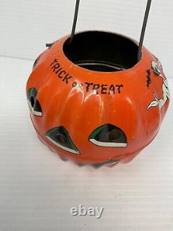 RARE vintage metal Halloween Jack O Lantern Candle Holder US made in USA small