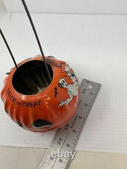 RARE vintage metal Halloween Jack O Lantern Candle Holder US made in USA small