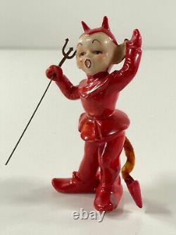 RARE vtg WALES Porcelain 5 China Devil figurine statue halloween japan