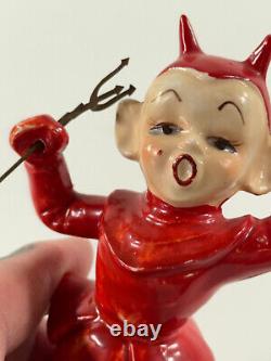 RARE vtg WALES Porcelain 5 China Devil figurine statue halloween japan