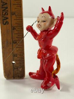 RARE vtg WALES Porcelain 5 China Devil figurine statue halloween japan