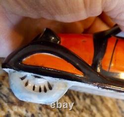 Rare 1930's Vintage Chrysler Air Flow In Halloween Colors Black / Orange Ashtray