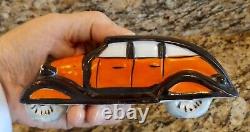 Rare 1930's Vintage Chrysler Air Flow In Halloween Colors Black / Orange Ashtray