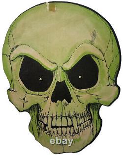 Rare 1960s Vintage Die Cut Halloween Skulls Set of 2 Glow in Dark Skeleton Heads