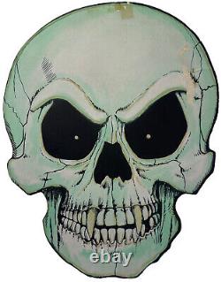 Rare 1960s Vintage Die Cut Halloween Skulls Set of 2 Glow in Dark Skeleton Heads