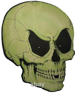 Rare 1960s Vintage Die Cut Halloween Skulls Set of 2 Glow in Dark Skeleton Heads