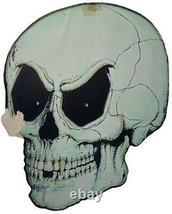 Rare 1960s Vintage Die Cut Halloween Skulls Set of 2 Glow in Dark Skeleton Heads