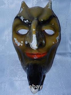 Rare Antique Devil, VTG Russian Demon Satan Halloween figure statue mask old