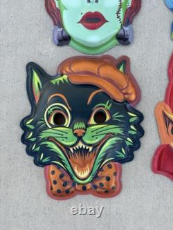 Rare Ben Cooper Ghoulsville Horror Decor Retro A Go Go Lot Of 9 Halloween Masks