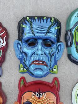 Rare Ben Cooper Ghoulsville Horror Decor Retro A Go Go Lot Of 9 Halloween Masks