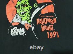 Rare Dracula Elvira vampire horror movie t shirt Halloween Knotts Scary Farm L